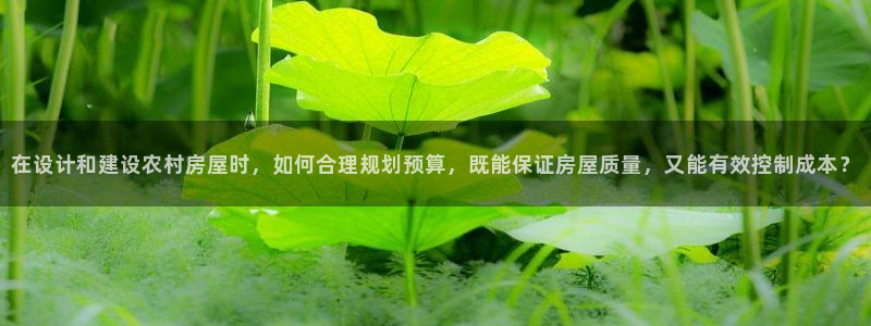 意昂3集团官网网址：在设计和建设农村房屋时，如何合理规划预算，既能保证房屋质量，又能有效控制成本？
